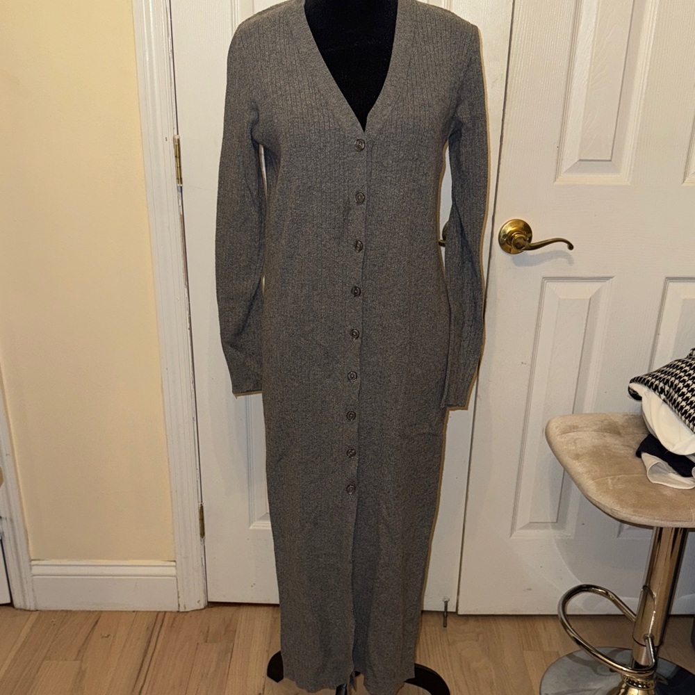 Leyden Charcoal Long Sleeve Cardigan Dress